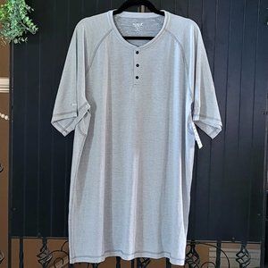 NWT Old Navy Mens Grey Breathe ON Short-Sleeve Henley T-Shirt (XXL Tall)